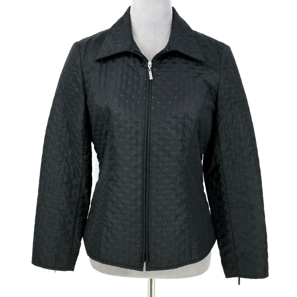 Talbots Puffer Jacket Petites 4P Black Quilted Zipper Pockets Lined Ski Vintage
